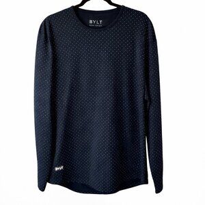 BYLT Drop Cut L/S Lux XL Navy Polka Dot Long Sleeve Performance Tee